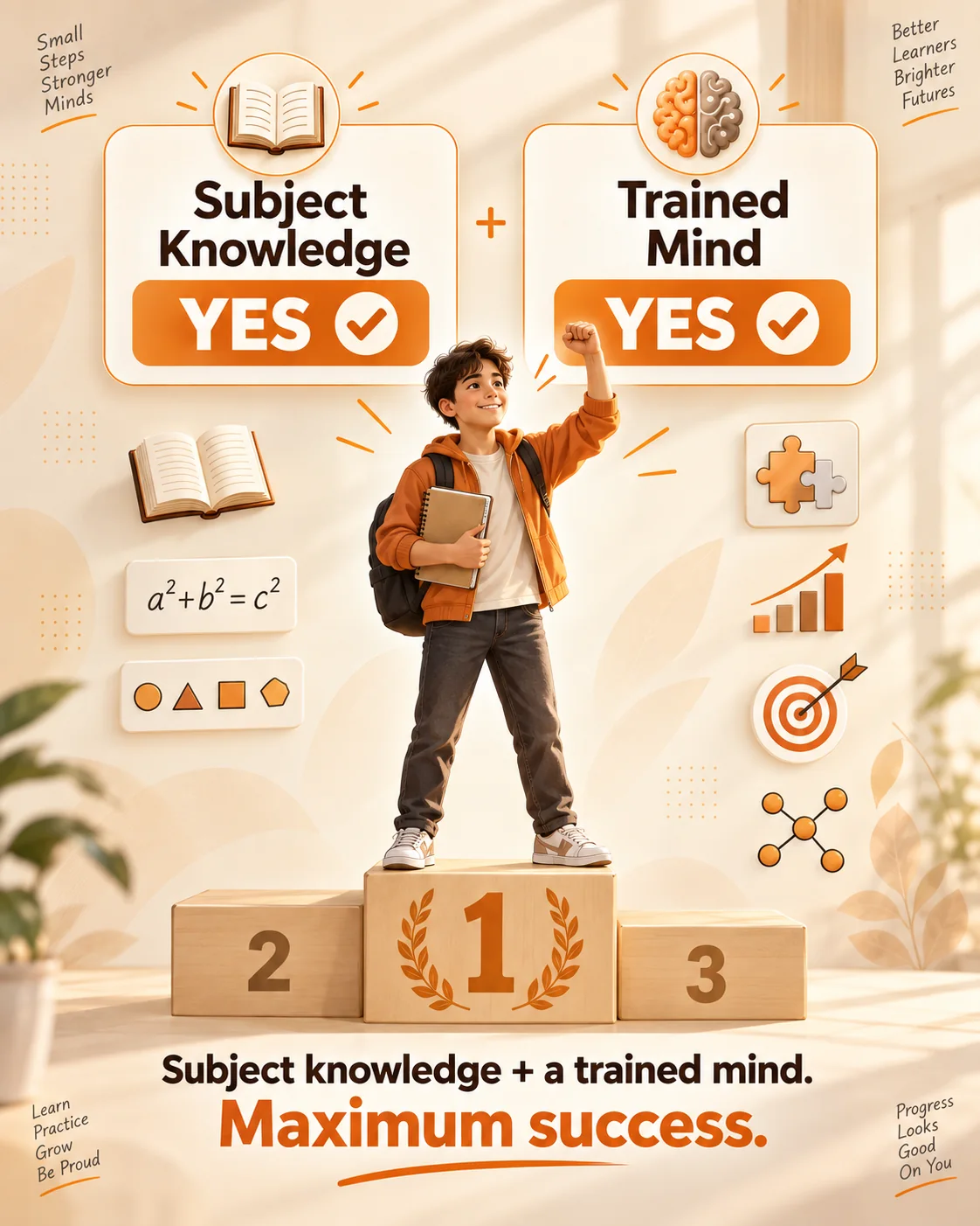 Subject knowledge and a trained mind work together for maximum success.