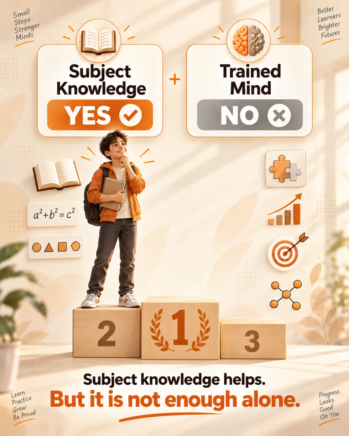 Subject knowledge helps, but it is not enough without a trained mind.